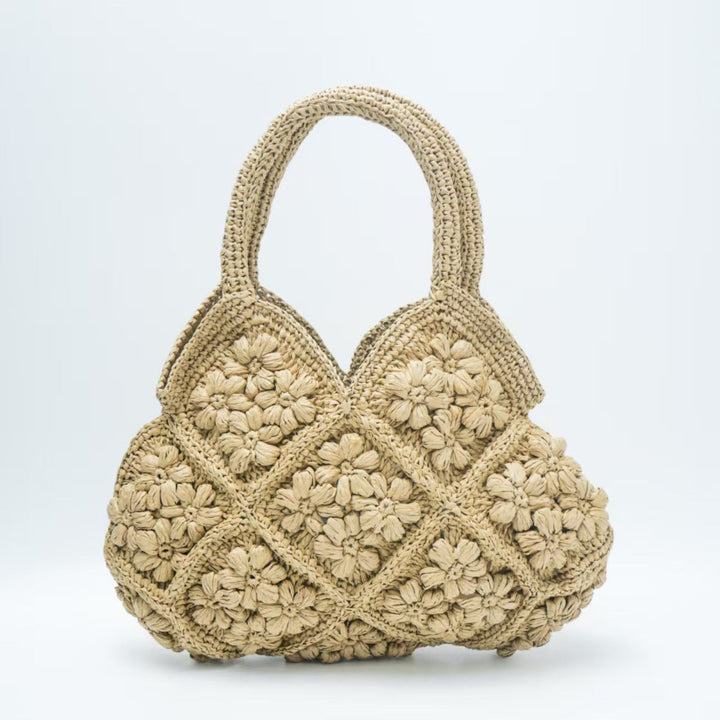 Macrame Handbag with Floral 3D Applications Kalsten