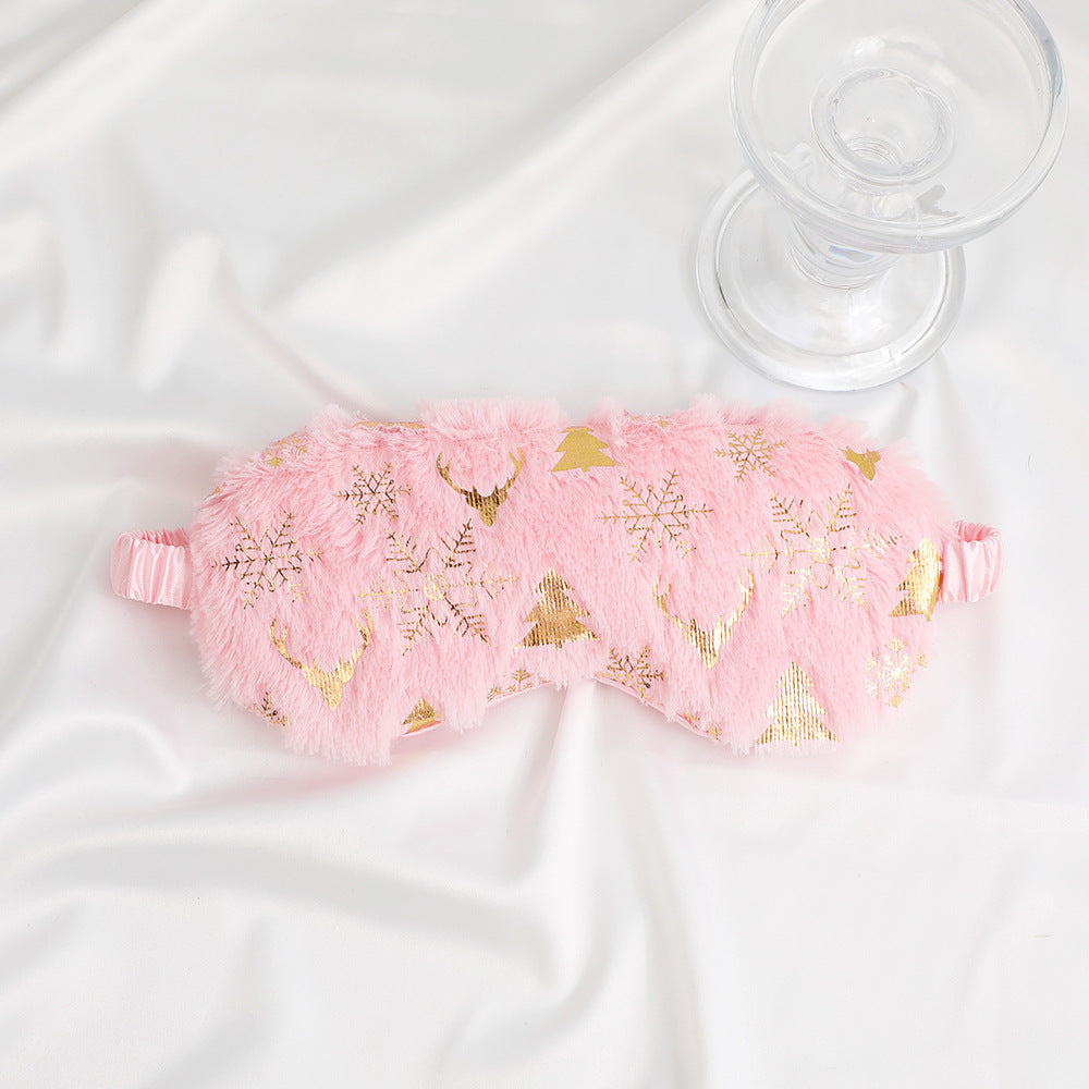 Unisex soft eye mask made of faux fur with festive motif embossing Kalsten