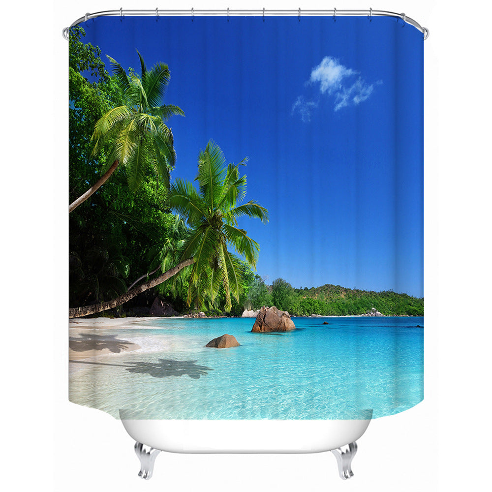 Tropical Beach Scene Shower Curtain Kalsten
