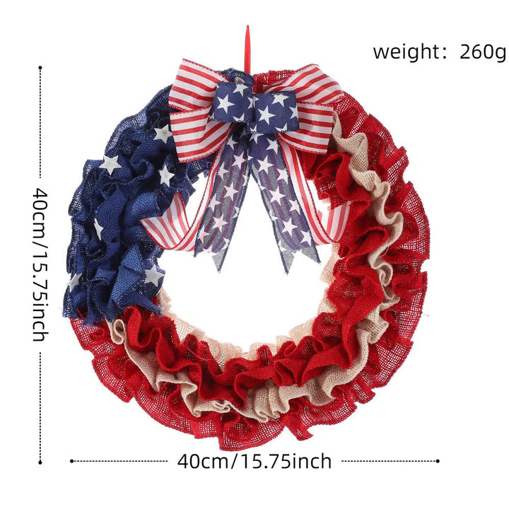 Unisex nan more patriotic Jute door wreath with star and stripe design and decorative bow Kalsten