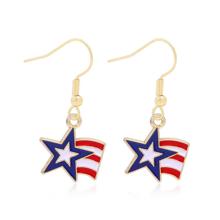 Women's long multi-layer star drop earrings with crystal embellishments and rhodium-plated alloy Kalsten