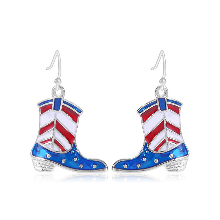 Women's star-shaped enamel earrings with USA flag motif and gold-plated fish Kalsten