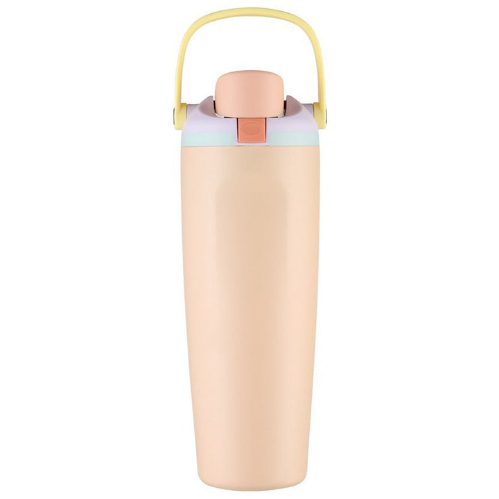 Unisex double-walled vacuum drinking bottle made of stainless steel with one-handed click closure and carrying handle Kalsten