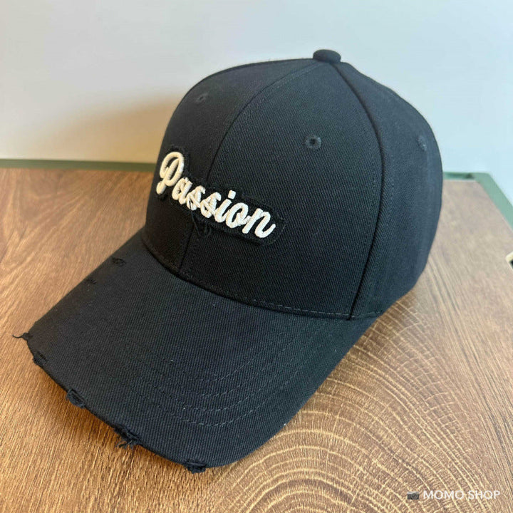 Women's Distressed Cotton Baseball Cap with Embroidered Quote Kalsten
