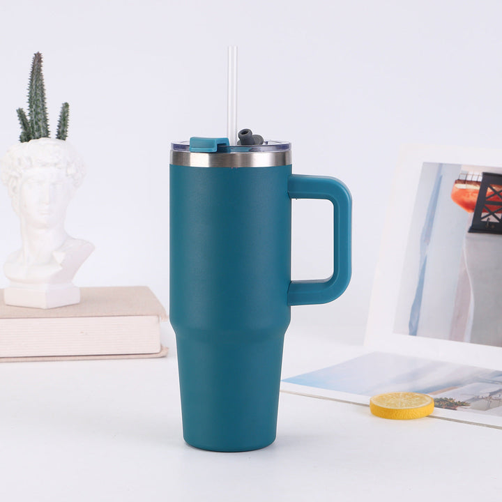 Ladies insulating cup with practical handle and straw Kalsten