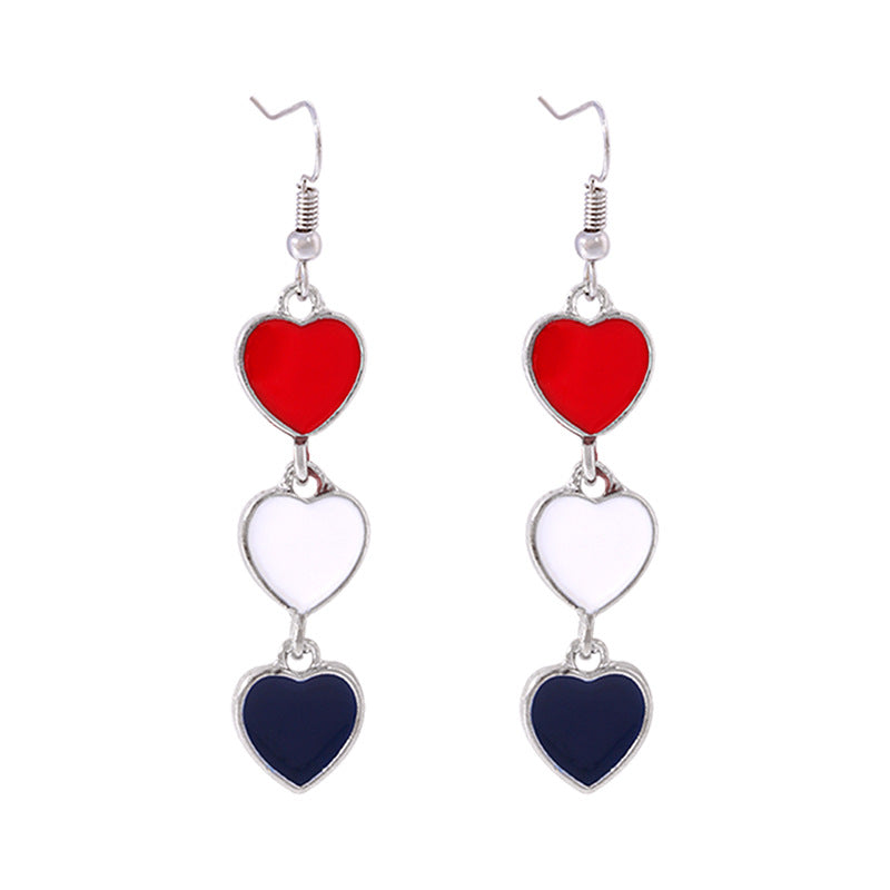 Women's star-shaped enamel earrings with USA flag motif and gold-plated fish Kalsten