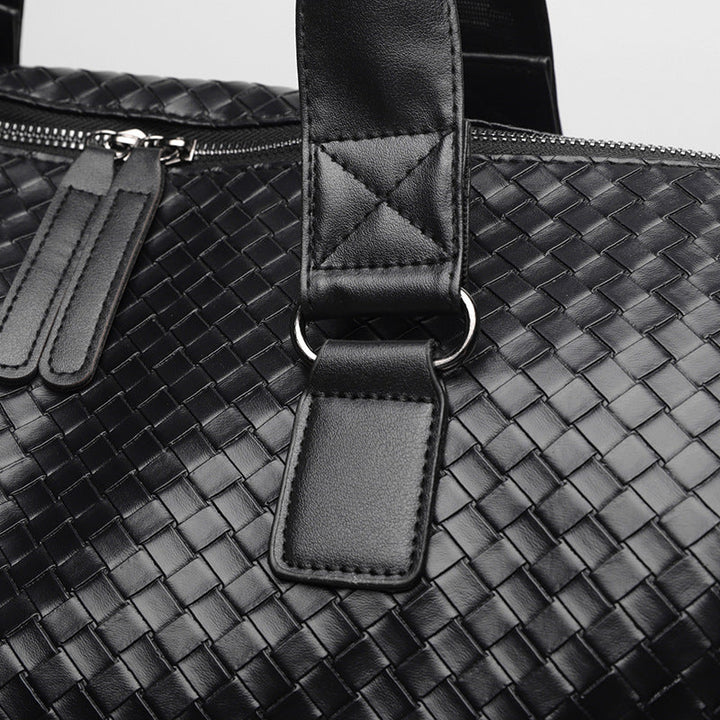 Luxury Woven Leather Weekend Duffle Bag Kalsten
