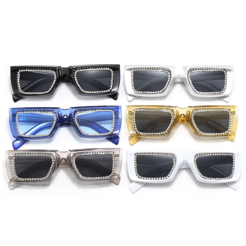 Women extravagant square sunglasses with glittering frame Kalsten