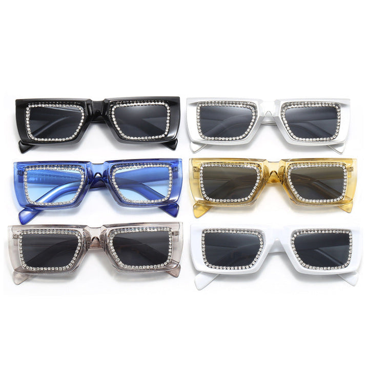 Women extravagant square sunglasses with glittering frame Kalsten