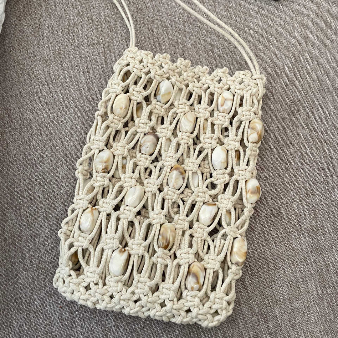 Hand-knotted shoulder bag with shells Kalsten