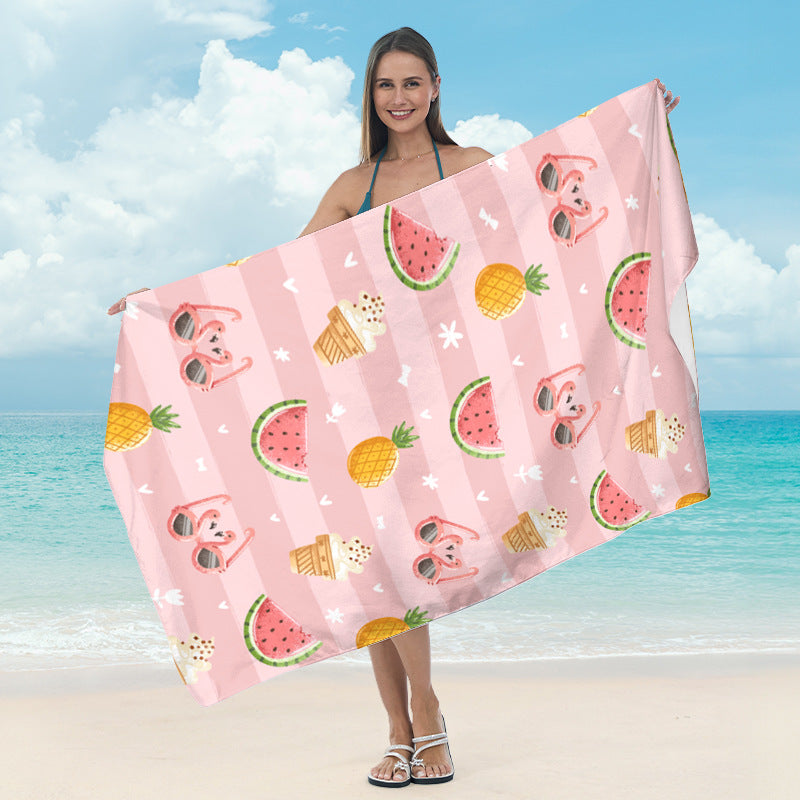 Large beach towel with tropical palm pattern Kalsten