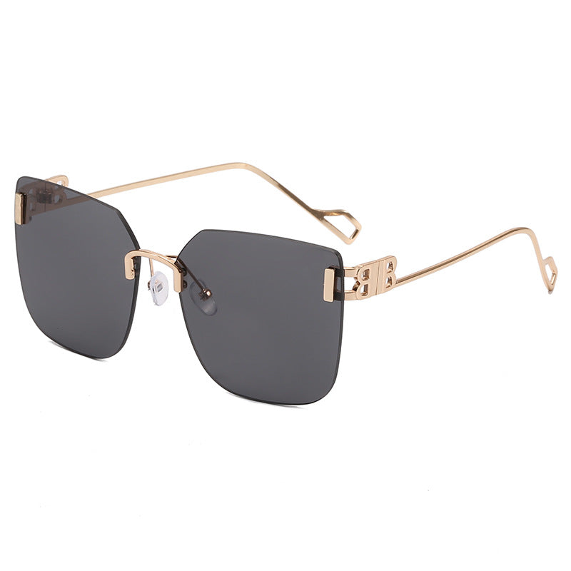 Women elegant square sunglasses with gold-colored metal frame Kalsten