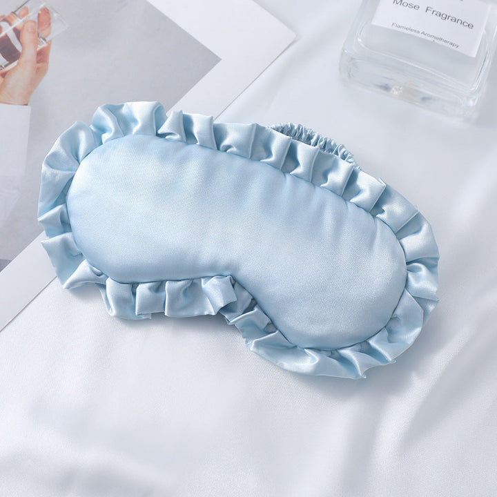 Women's nan satin-gloss eye mask with ergonomic contour, frilled ruffle edge, and gentle padding Kalsten