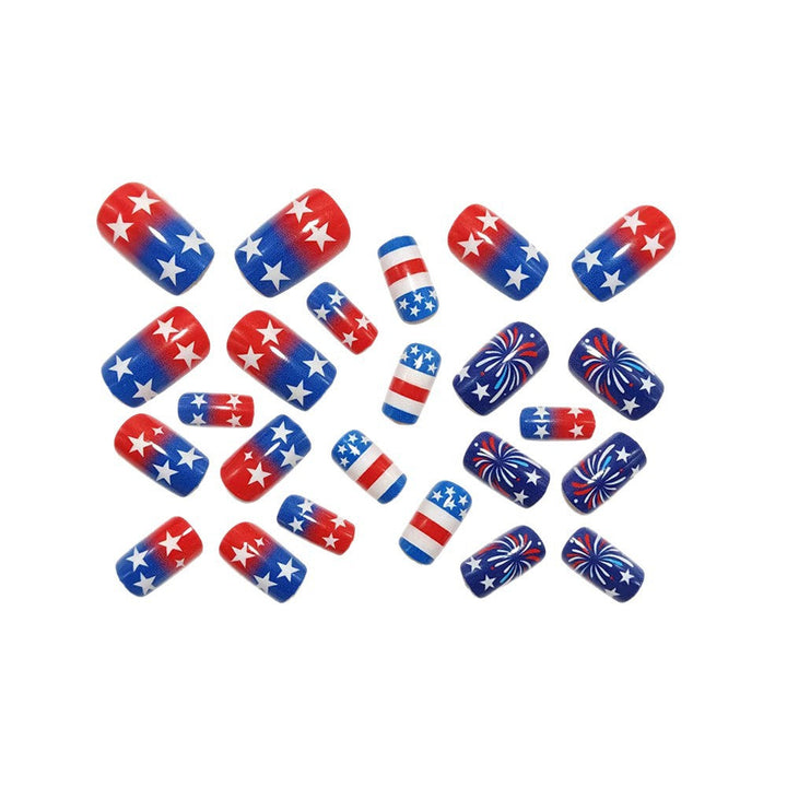 Women's nan patriotic press-on manicure kit with star and fireworks nail wraps Kalsten