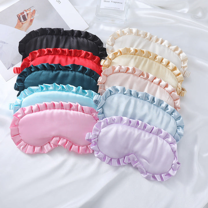 Women's nan satin-gloss eye mask with ergonomic contour, frilled ruffle edge, and gentle padding Kalsten