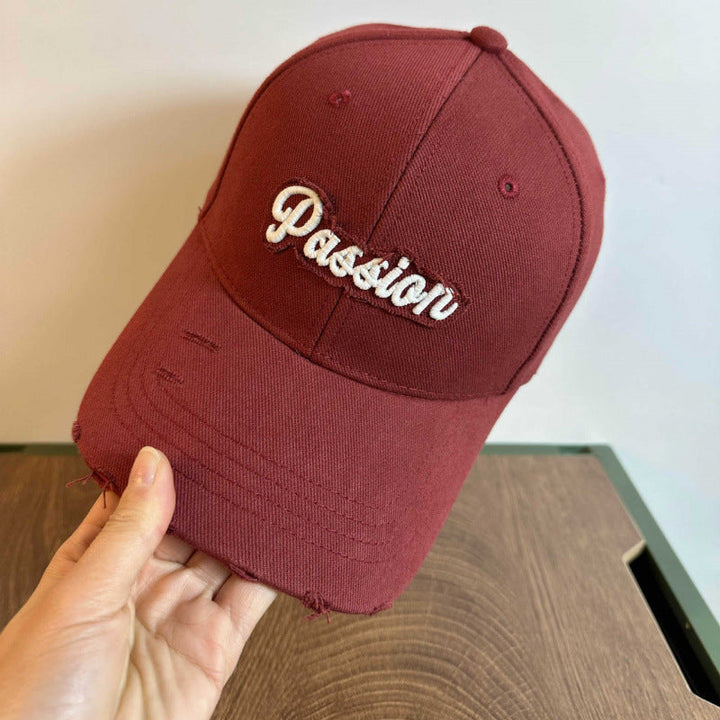 Women's Distressed Cotton Baseball Cap with Embroidered Quote Kalsten