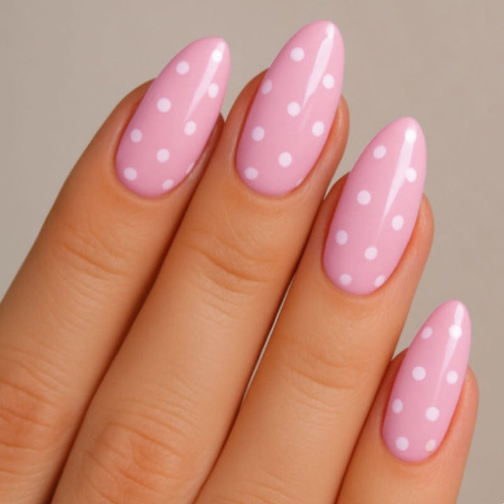 Artistic Almond-Shaped Press-On Nail Set with Polka Dot Design Kalsten