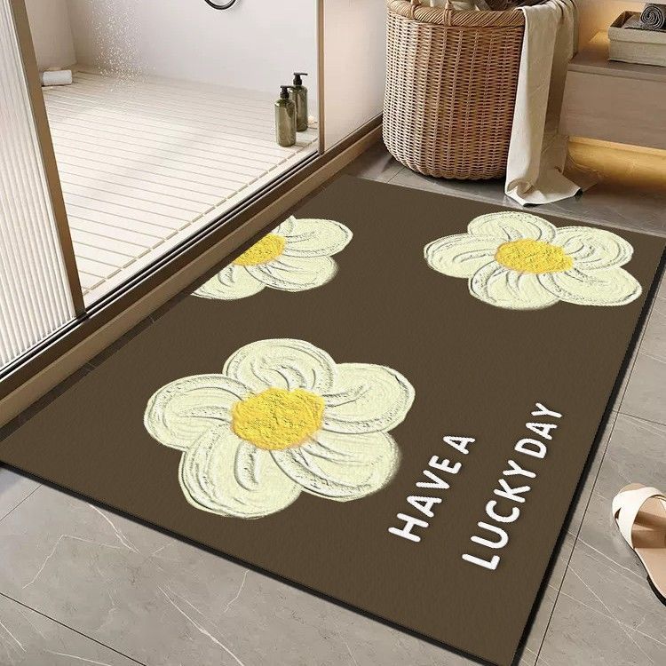 Cheerful Floral Message Bath Mat Kalsten