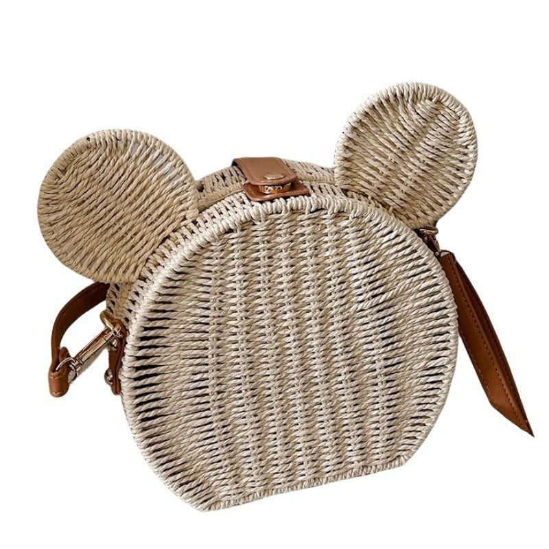 Ladies Round Basket with Rabbit Ear Design Kalsten