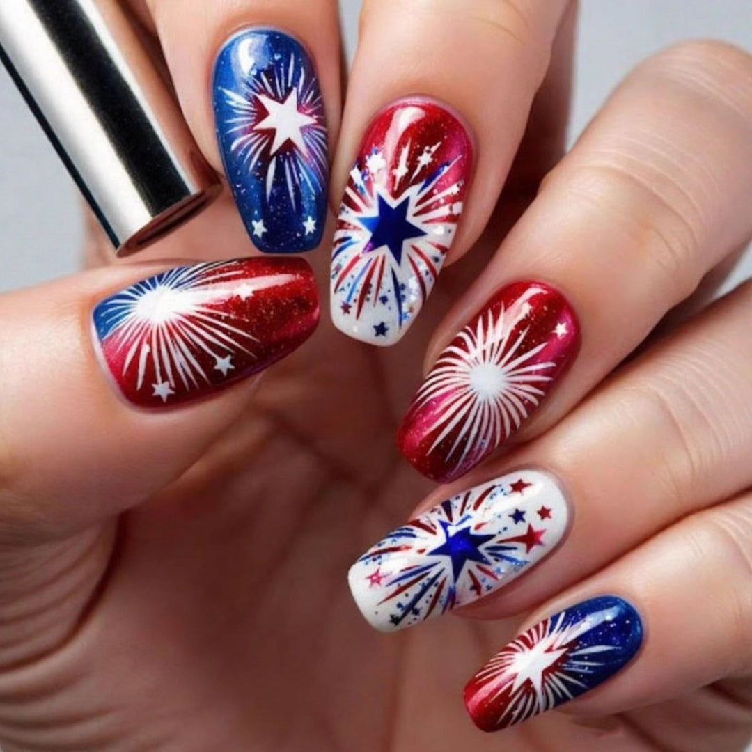 Women's nan patriotic fireworks press-on nail set Kalsten