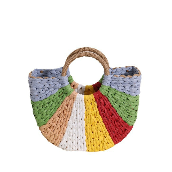 Handmade wicker bag with colorful pattern Kalsten