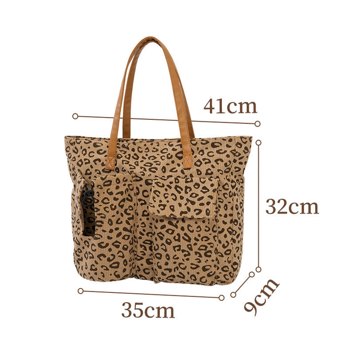 Spacious Leopard Print Canvas Tote Bag Kalsten