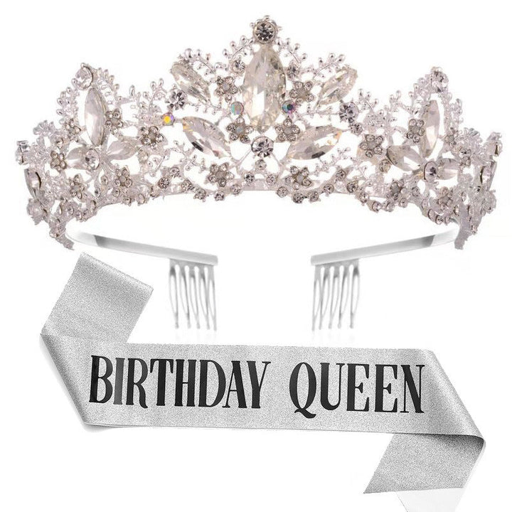 Women Glittering Tiara with "Birthday Queen" Sash Kalsten