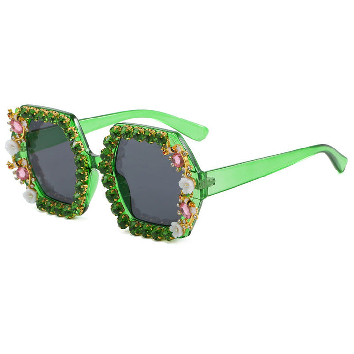 Women's extravagant hexagon sunglasses with crystal embellishment Kalsten