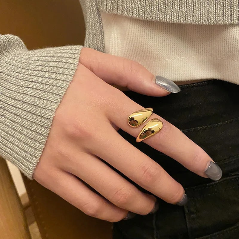 Modern double ring made of stainless steel Kalsten