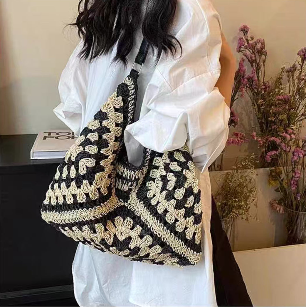 Handbag with Artistic Macrame Design and Flexible Carrying Comfort Kalsten