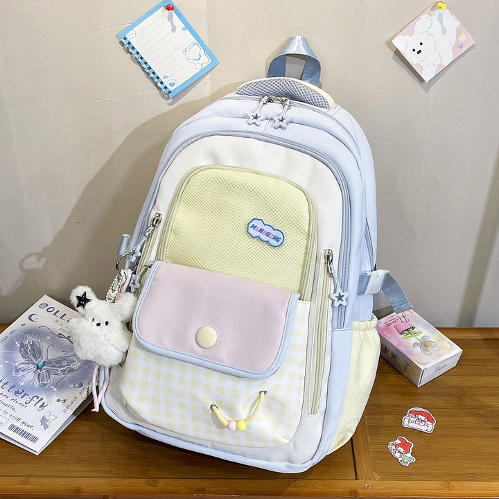 Playful Gingham Patterned School Backpack