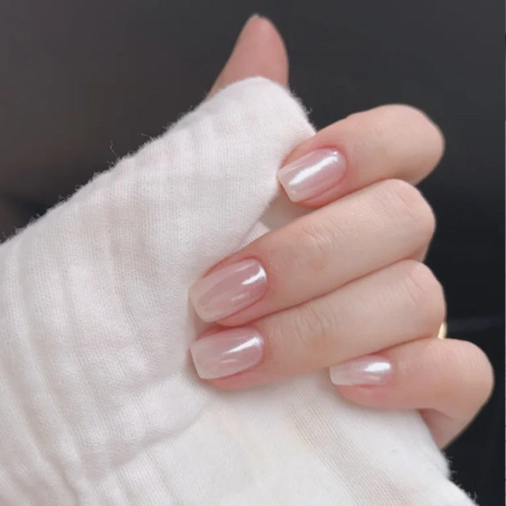 Elegant Artificial Nails with French Manicure and Glitter Effects Kalsten