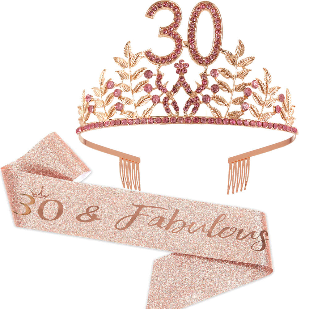 Women's Glamorous Birthday Crown with Shining Rhinestones Kalsten