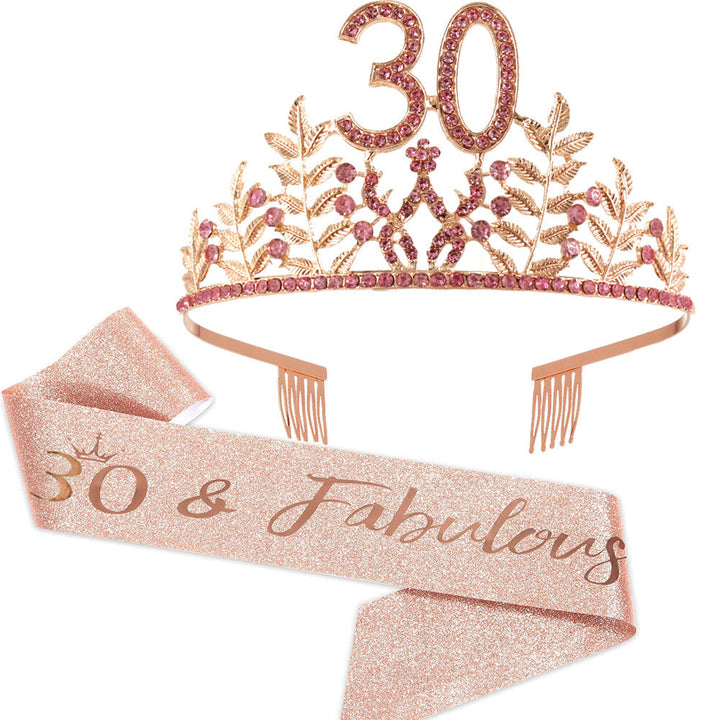 Women's Glamorous Birthday Crown with Shining Rhinestones Kalsten