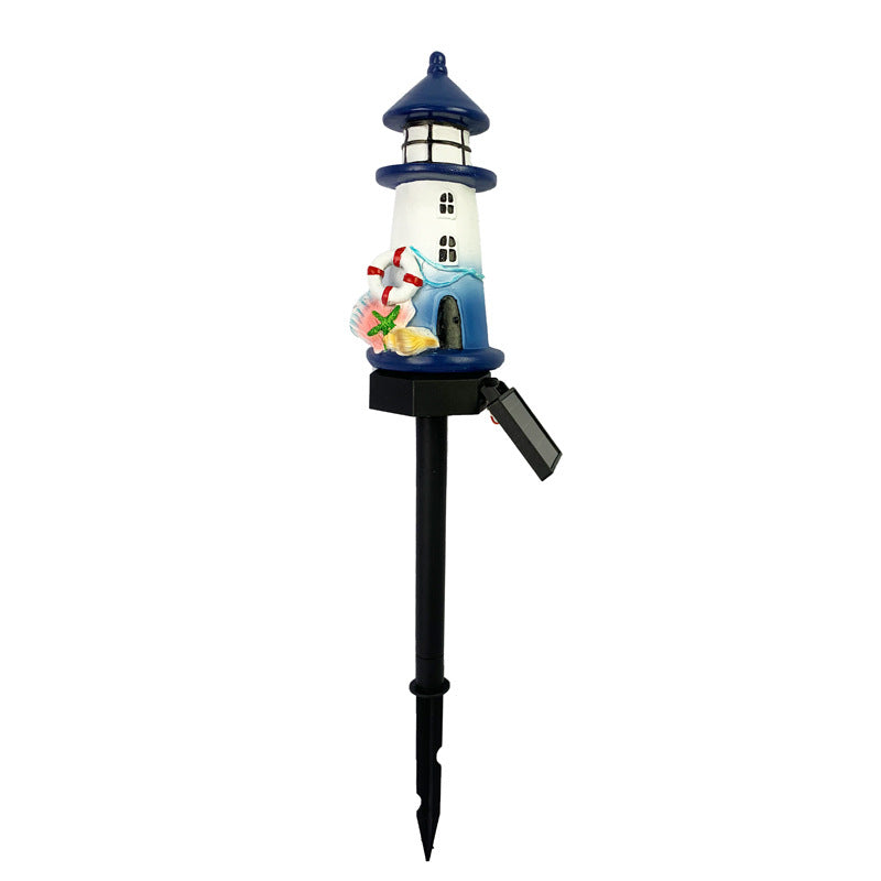 Solar-Powered Coastal Lighthouse Garden Stake Light With Warm LED Resin Lantern And Dusk-To-Dawn Sensor Kalsten