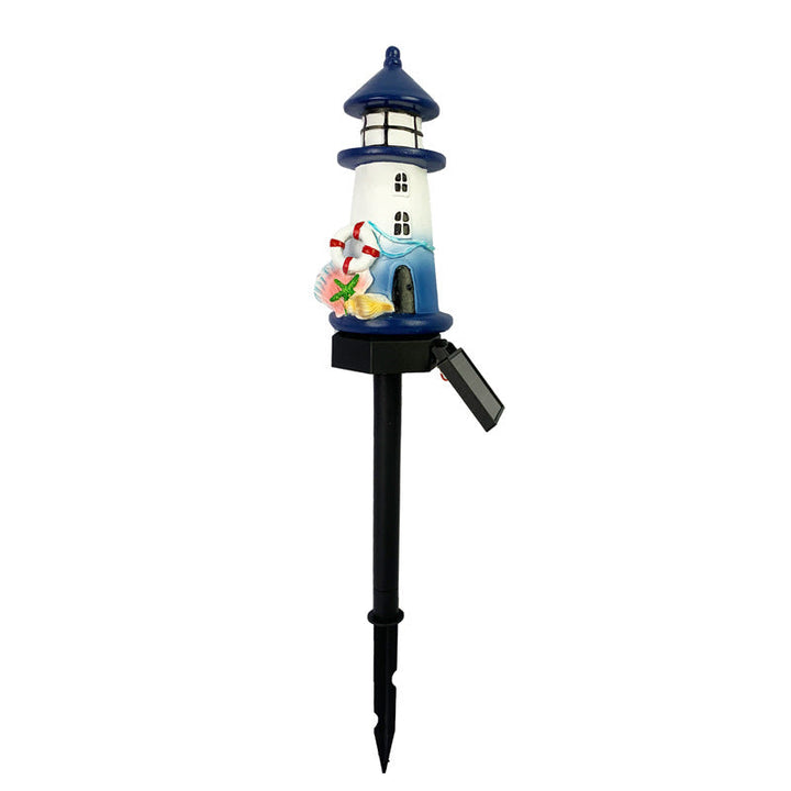 Solar-Powered Coastal Lighthouse Garden Stake Light With Warm LED Resin Lantern And Dusk-To-Dawn Sensor Kalsten