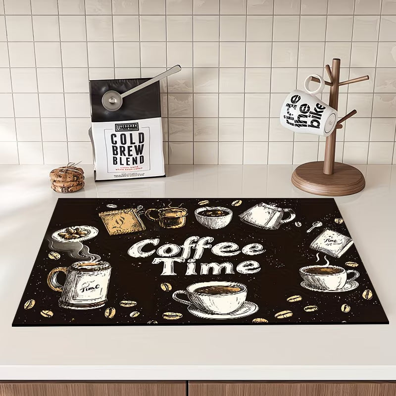 Coffee-Themed Kitchen Mat