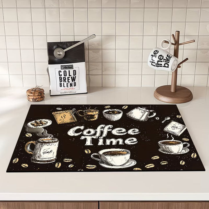Coffee-Themed Kitchen Mat