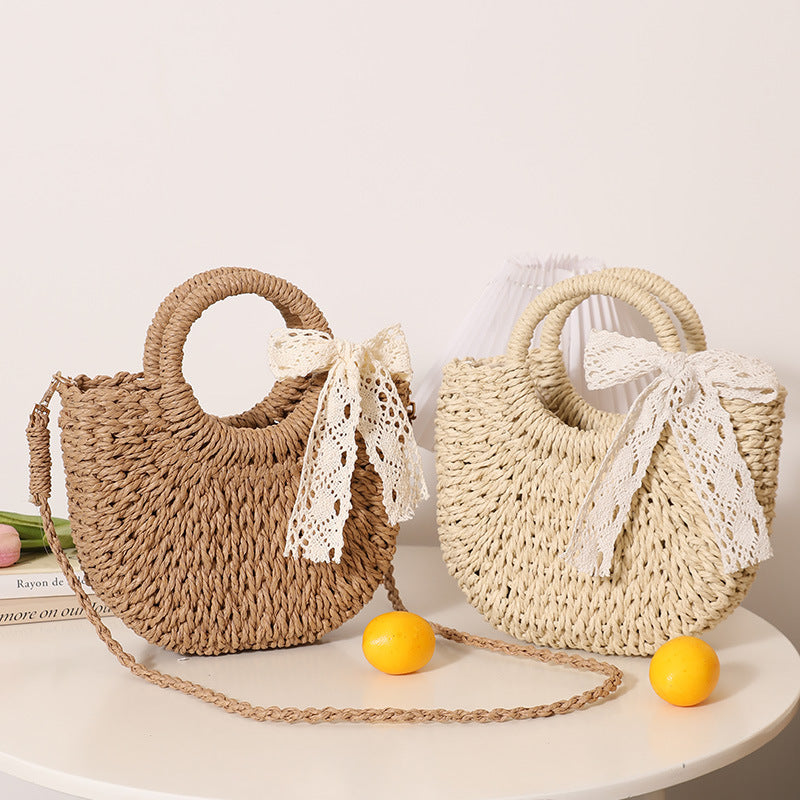 Trendy Bast Bag with Round Handle and Textured Design Kalsten