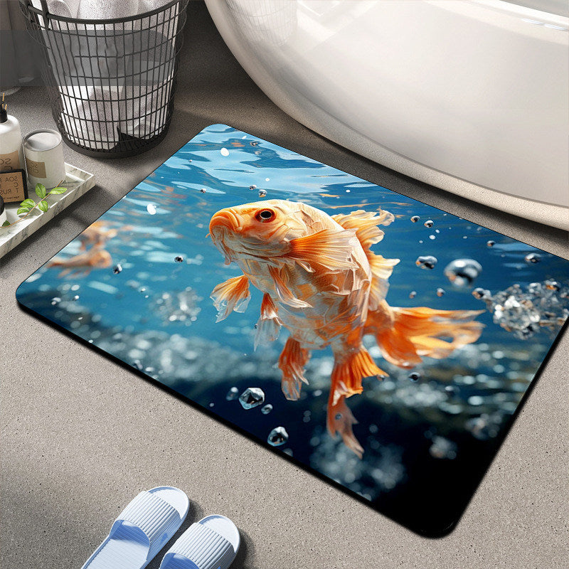 Floral Design Memory Foam Bath Mat Kalsten