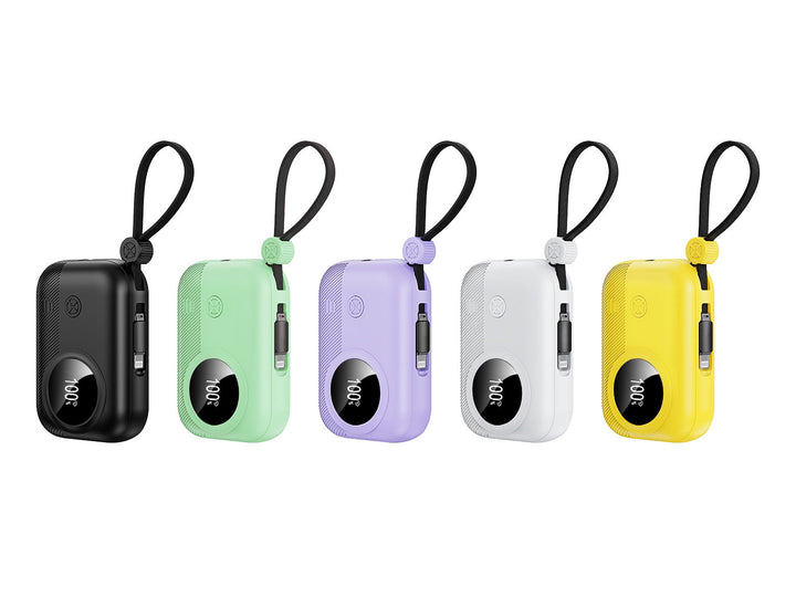 Compact power bank with integrated charging plug and digital humidity indicator Kalsten