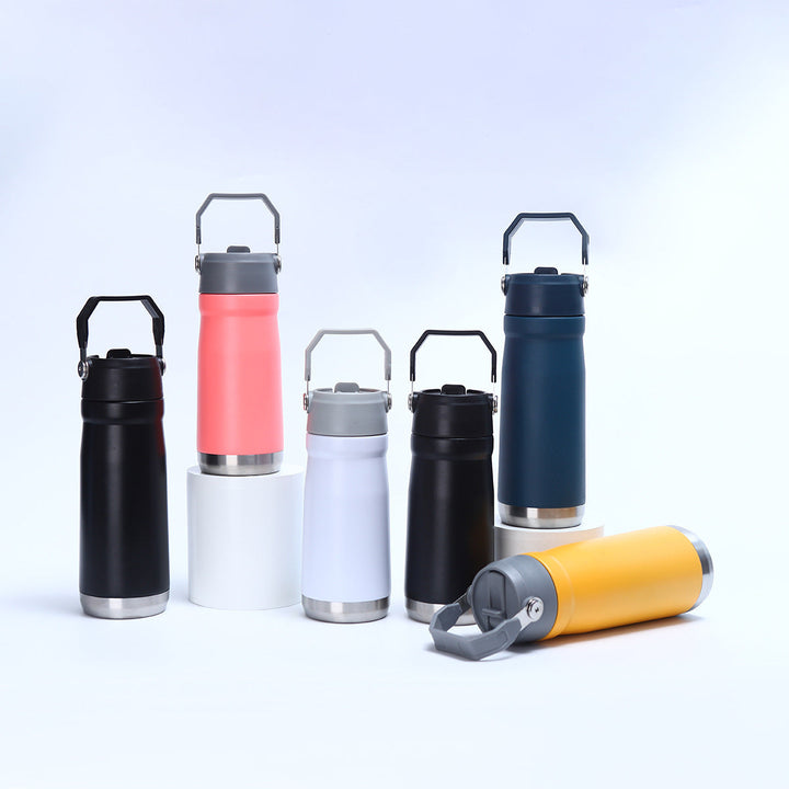 Women's Practical Insulated Drinking Bottle with Foldable Carry Handle Kalsten