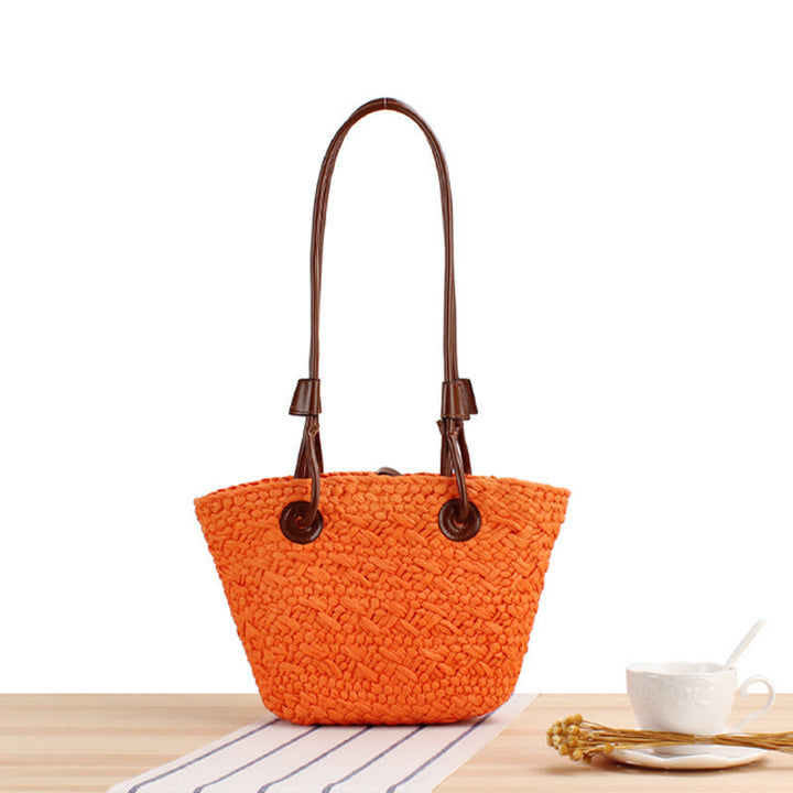 Handbag Made of Natural Weave with Leather Handles Kalsten