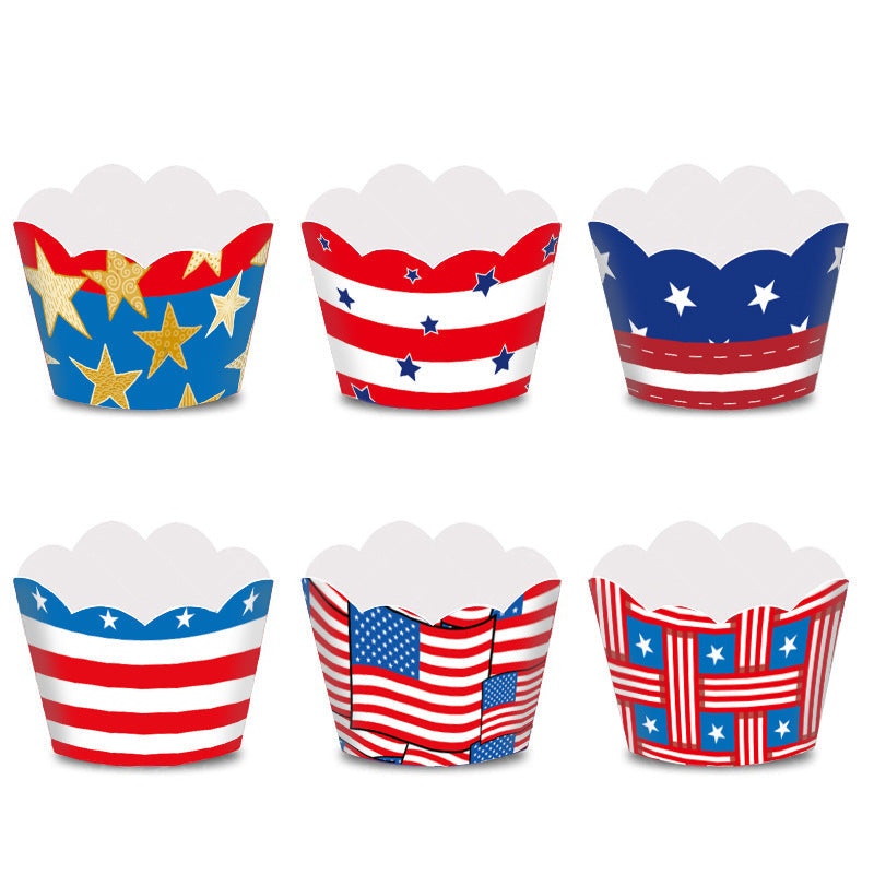 Unisex nan Patriotic Cupcake Wrappers Set for Independence Day Party with Scalloped Edges and Printed Stars Stripes Kalsten