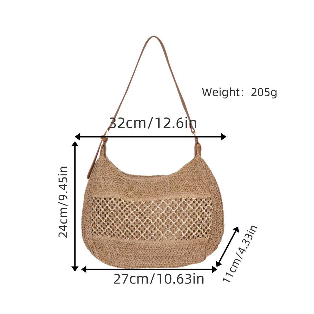 Elegant mesh shoulder bag with leather accents Kalsten