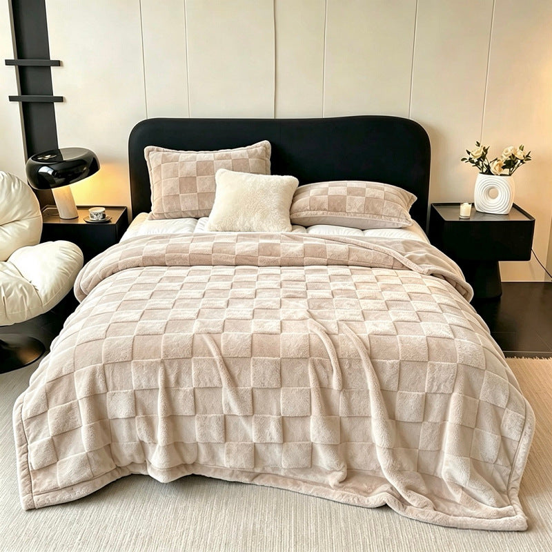 Textured Patchwork Fleece Blanket Kalsten