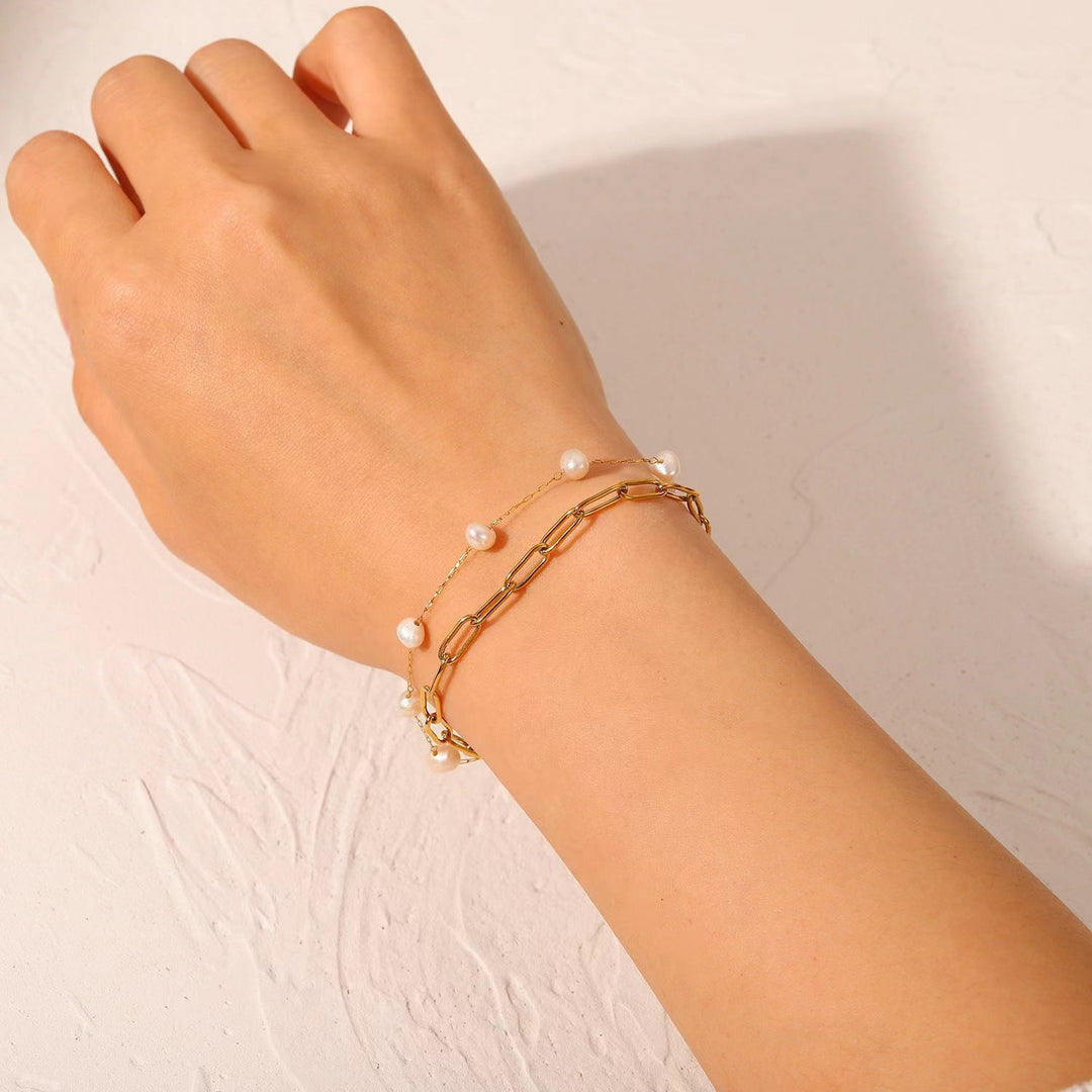 Double Layered Pearl Chain Anklet Kalsten