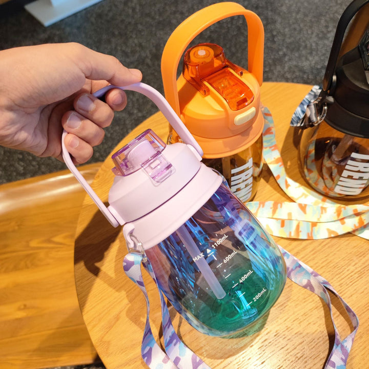 Women's multifunctional water bottle with safety closure and ergonomic carrying handle Kalsten