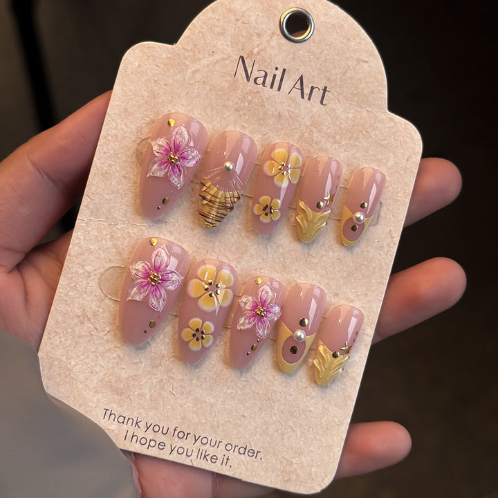 Decorative Floral Press-On Nail Set Kalsten