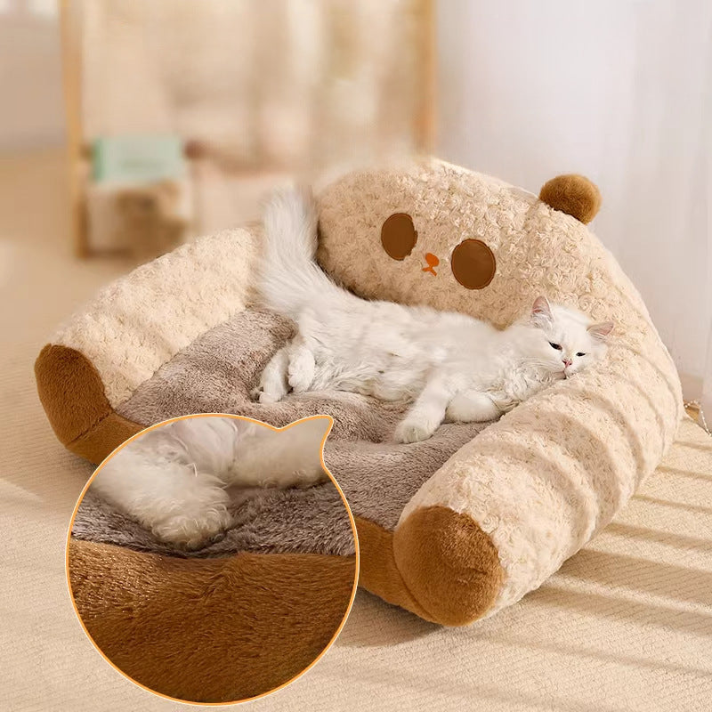 Plush Bear-Shaped Dog Bed